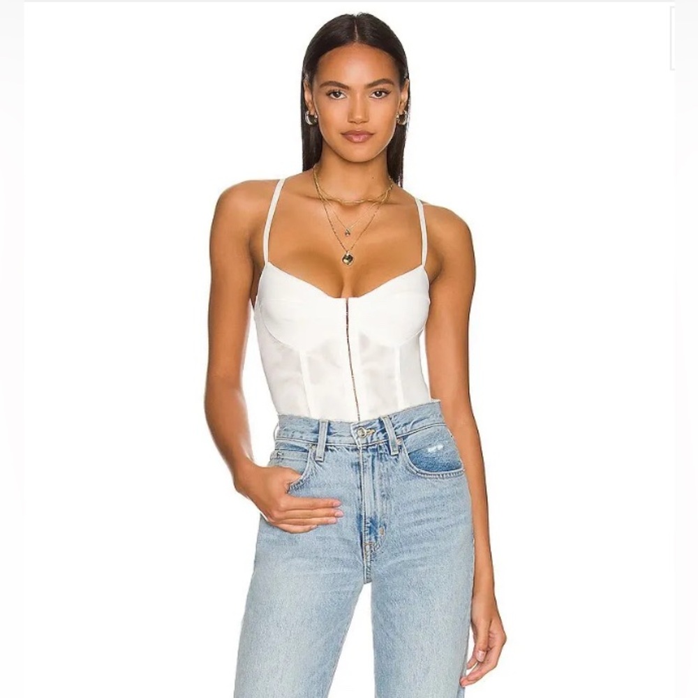 NWT Free People Ivory Bodysuit Top Chic Casual Minimalist